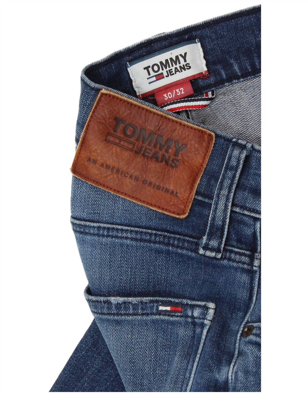 TOMMY HILFIGER Herren Straight Jeans W30 L32 Blaue Baumwolle