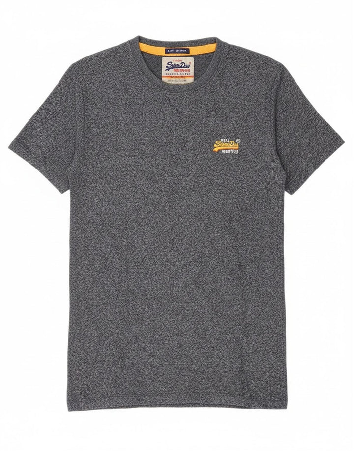 Superdry T-Shirt-Oberteil für Herren, Größe S, Marineblau, gesprenkelte Baumwolle
