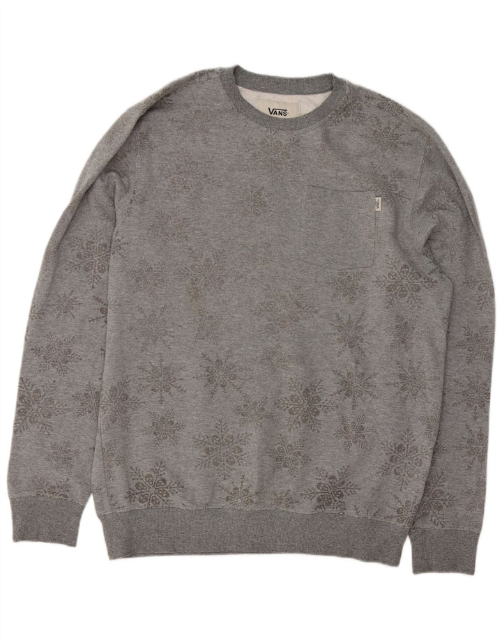 Vans Herren-Sweatshirt-Pullover aus mittelgrauer Baumwolle mit Blumenmuster