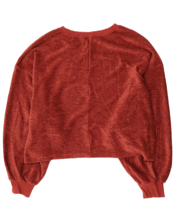 Zara Damen-Pullover, übergroß, U-Boot-Ausschnitt, Gr. 10, Größe S, Rot, Polyester