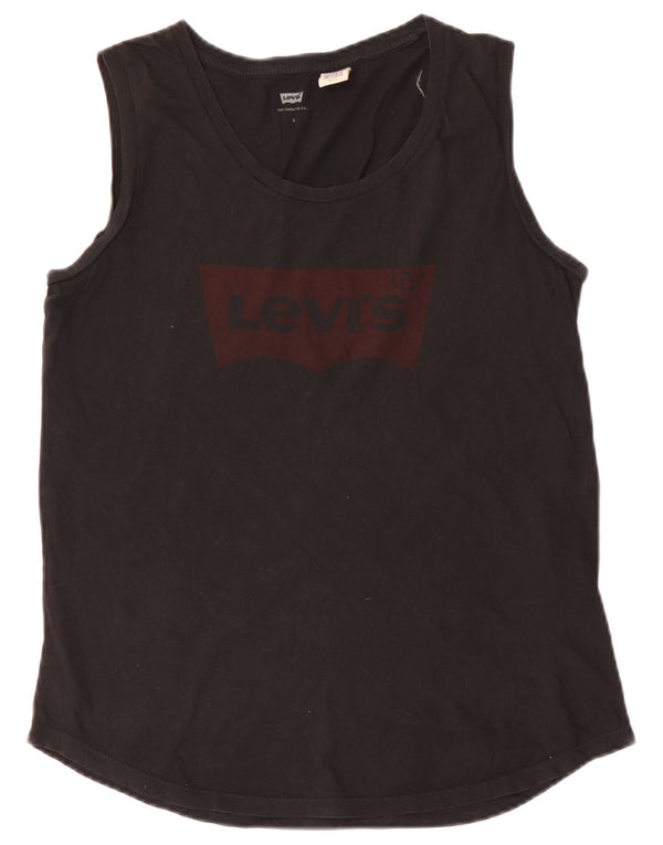 Levi's Damen Graphic Vest Top UK 10 Small Schwarz Baumwolle