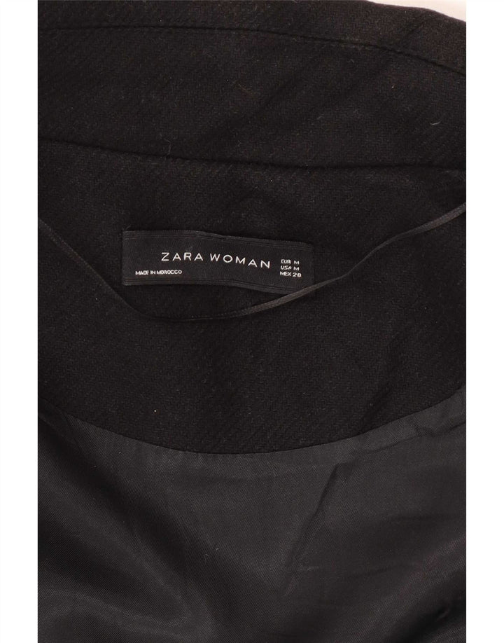 Zara Damen Übergroßer Mantel UK 14 Mittelschwarze Wolle