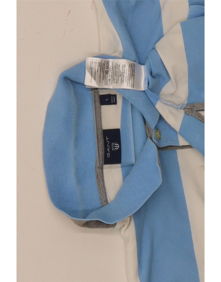 Gant Herren-Poloshirt, groß, blau gestreift, Baumwolle