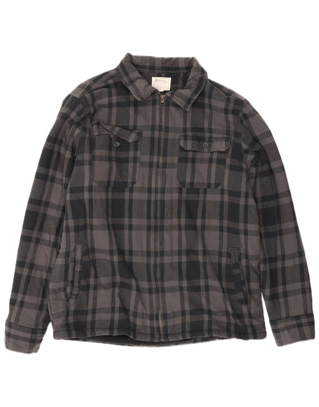 Mountain Warehouse Holzfäller-Flanellhemd für Herren, groß, grau kariert, Baumwolle