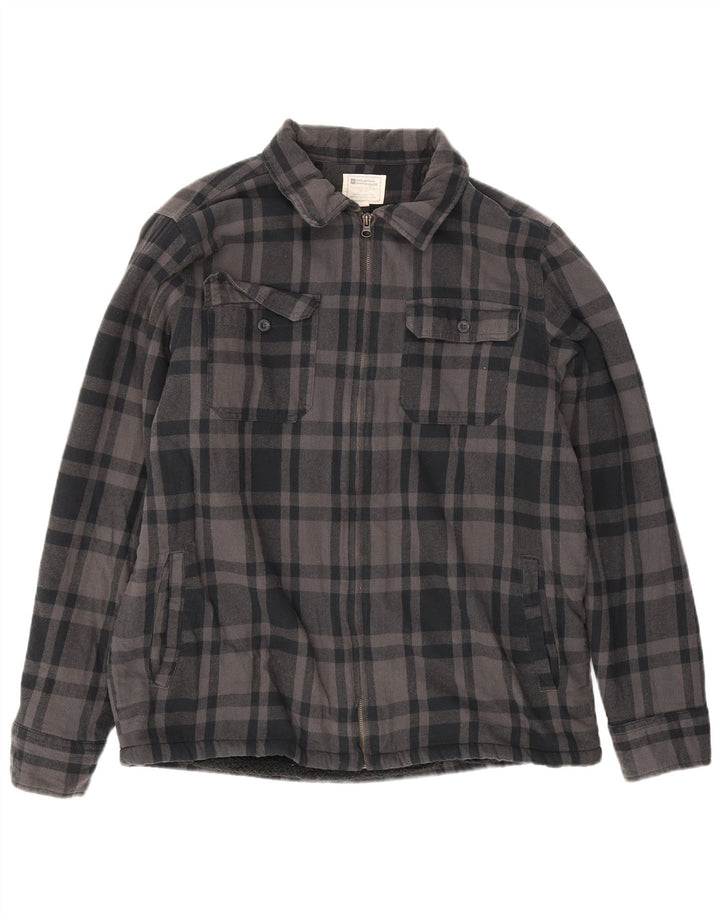 Mountain Warehouse Holzfäller-Flanellhemd für Herren, groß, grau kariert, Baumwolle
