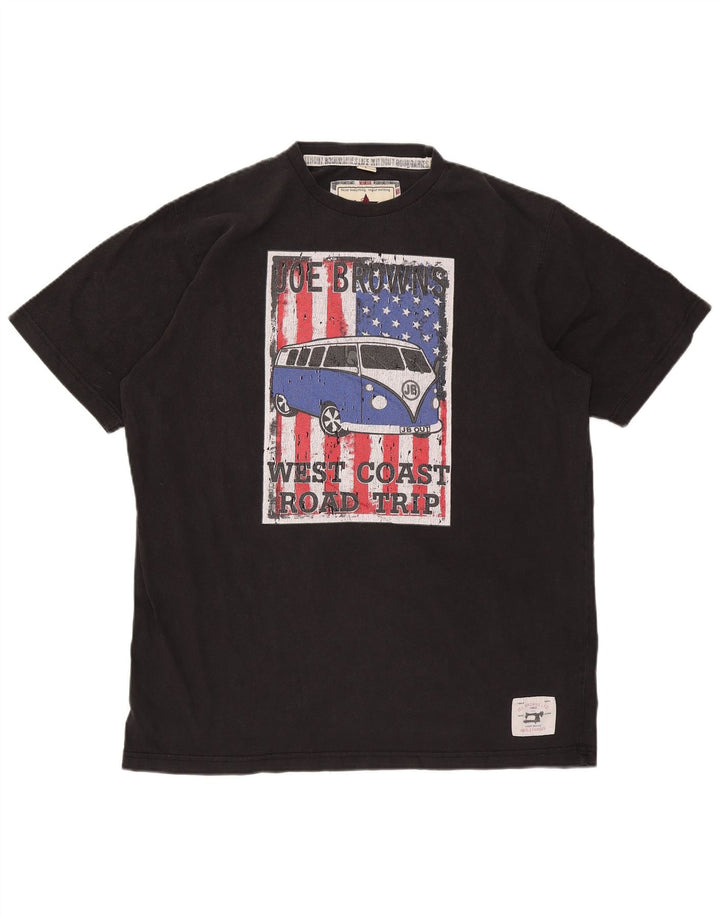 Joe Browns Herren-T-Shirt mit Grafik, Größe L, aus schwarzer Baumwolle