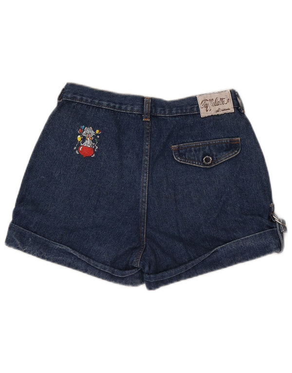 Vintage Damen Jeansshorts mit hoher Taille, Größe IT 46, Größe L W28, Marineblau