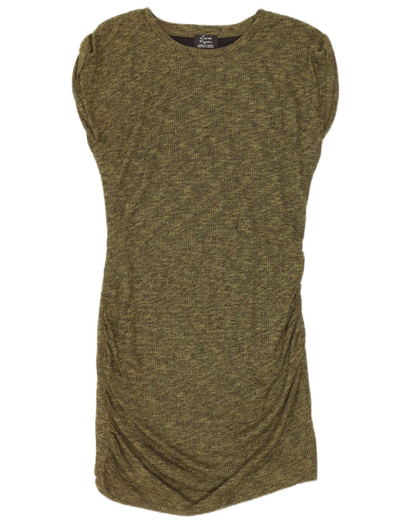 Zara Damen Trafaluc, figurbetontes Kleid, Gr. 10, klein, grün geflecktes Polyester
