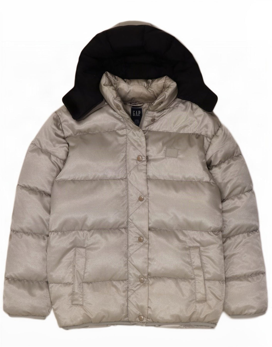 Gap Damen-Kapuzen-Übergröße, wattierte Jacke, UK 16, Größe L, silberfarben, Polyester