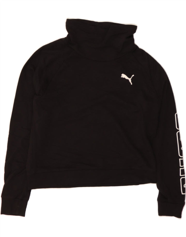 PUMA Womens Graphic Sweatshirt Jumper UK 10 Small Black Cotton Vintage Puma and Second-Hand Puma from Messina Hembry 