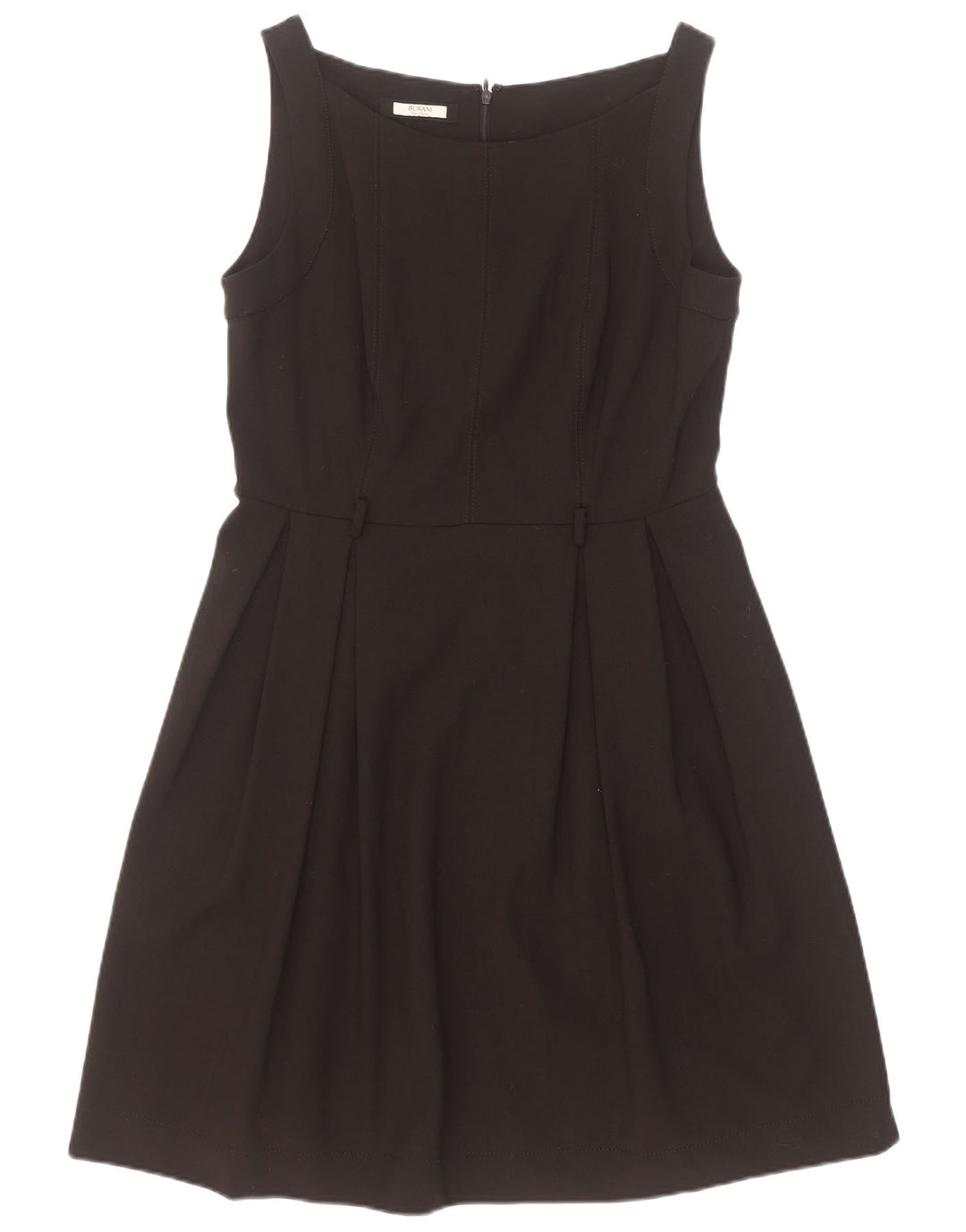 Vintage Damen Ärmelloses A-Linien-Kleid UK 12 Medium Schwarz