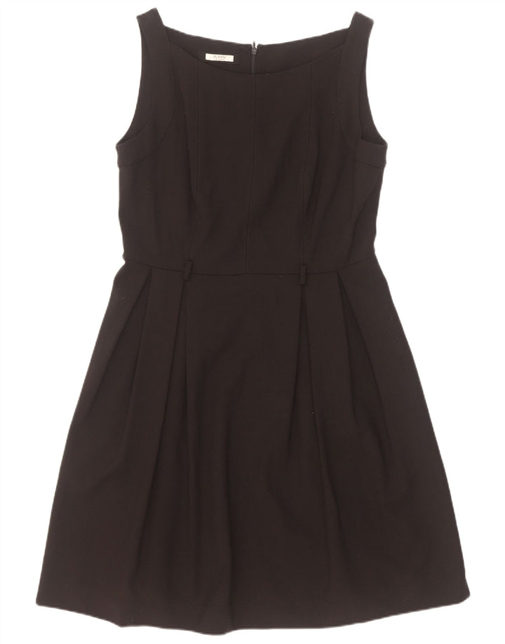 Vintage Damen Ärmelloses A-Linien-Kleid UK 12 Medium Schwarz