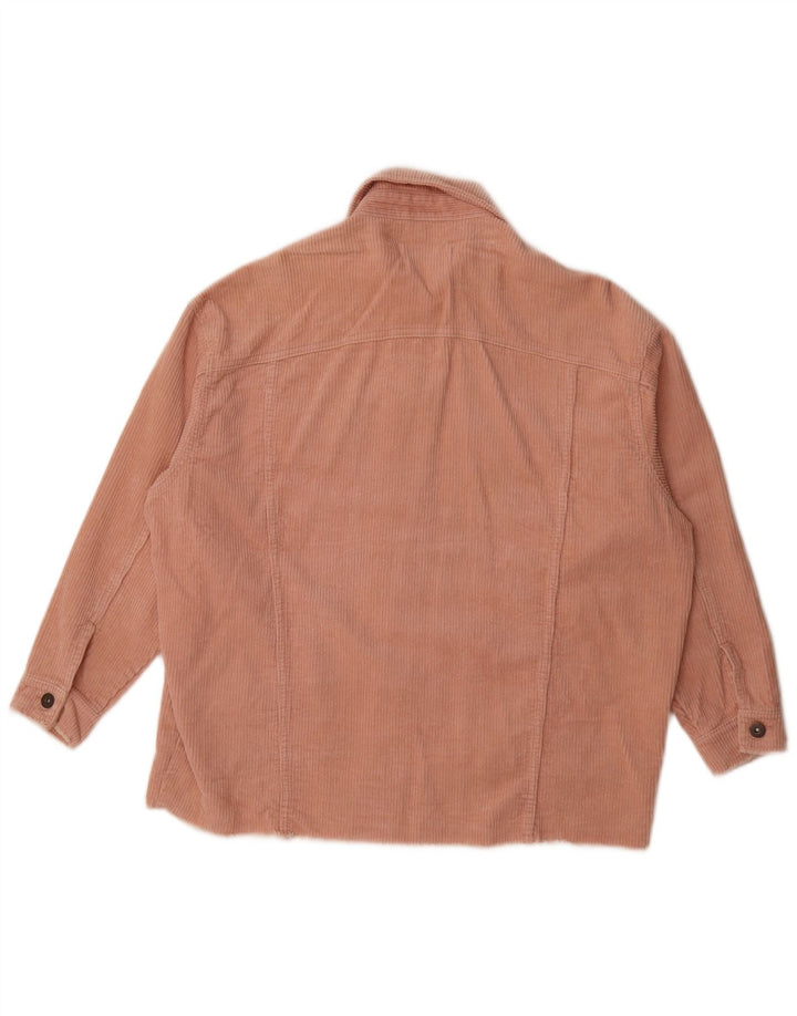 Zara Damen Übergroße Cordjacke UK 10 Small Rosa Baumwolle
