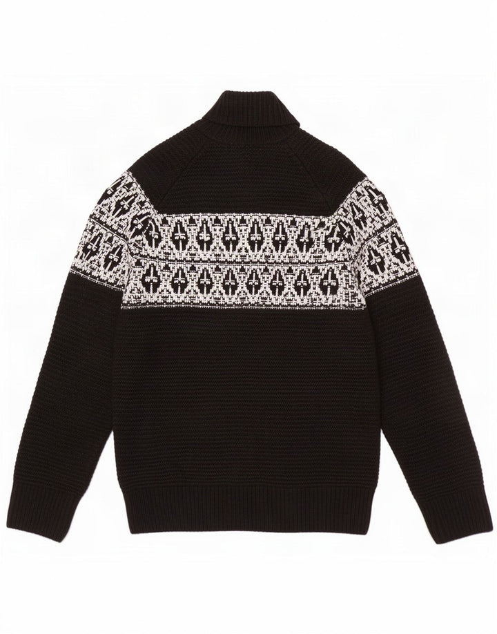 Marks & Spencer Herren-Pullover mit Rollkragen, groß, Schwarz, Fair-Isle-Acryl