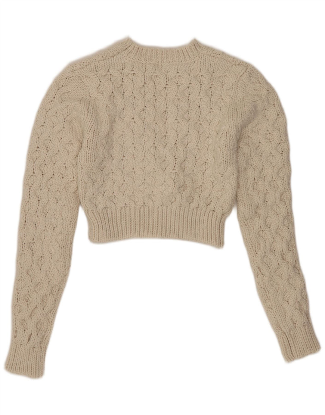 Zara Damen Crop Crew Neck Pullover Pullover UK 10 Small Weiß Polyester