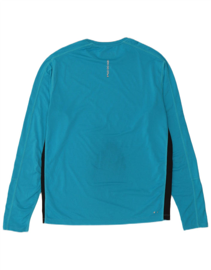 New Balance Herren-Oberteil mit langen Ärmeln, Mittelblaues Farbblock-Polyester