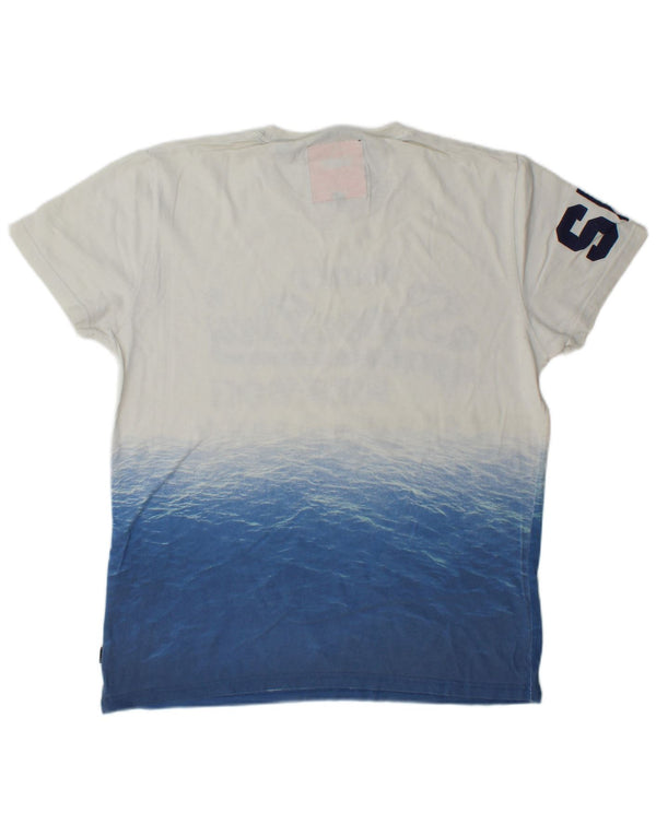 Superdry Herren Grafik-T-Shirt-Oberteil, groß, weiße Blockfarben-Baumwolle