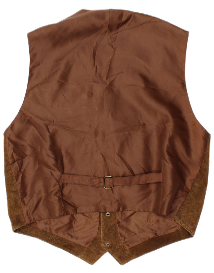 VINTAGE Herren Wildlederweste IT 50 Mittelbraunes Leder