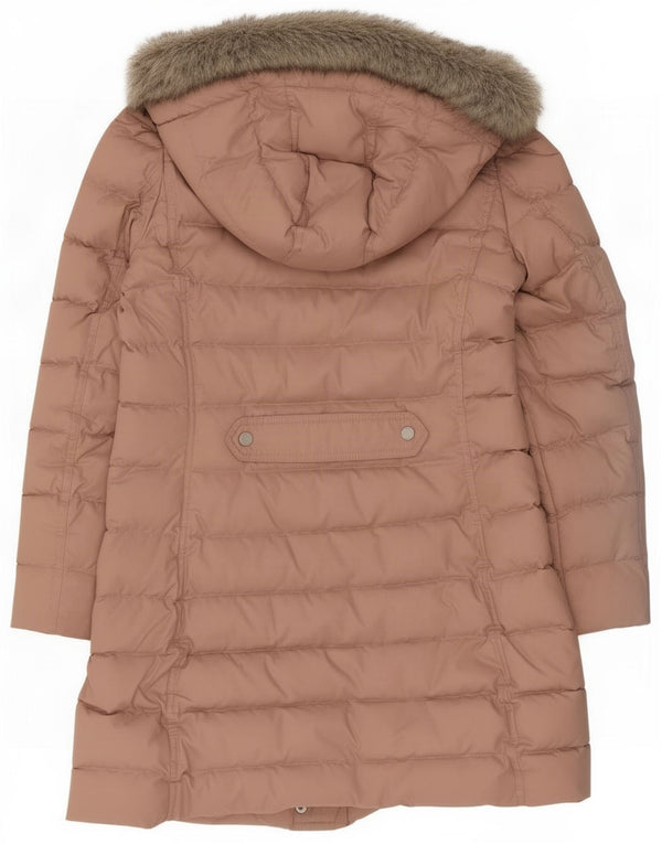Tommy Hilfiger Wattierter Damenmantel mit Kapuze, UK 14, Größe L, rosa, Polyester