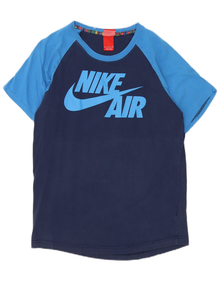 Nike Herren-T-Shirt mit Grafik, mittelgroß, marineblau, Colourblock-Baumwolle