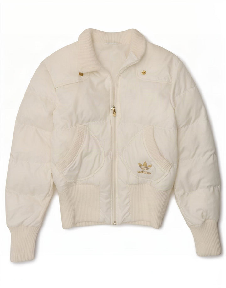 Adidas Damen Grafik gepolsterte Jacke UK 10 Small Weiß Polyester