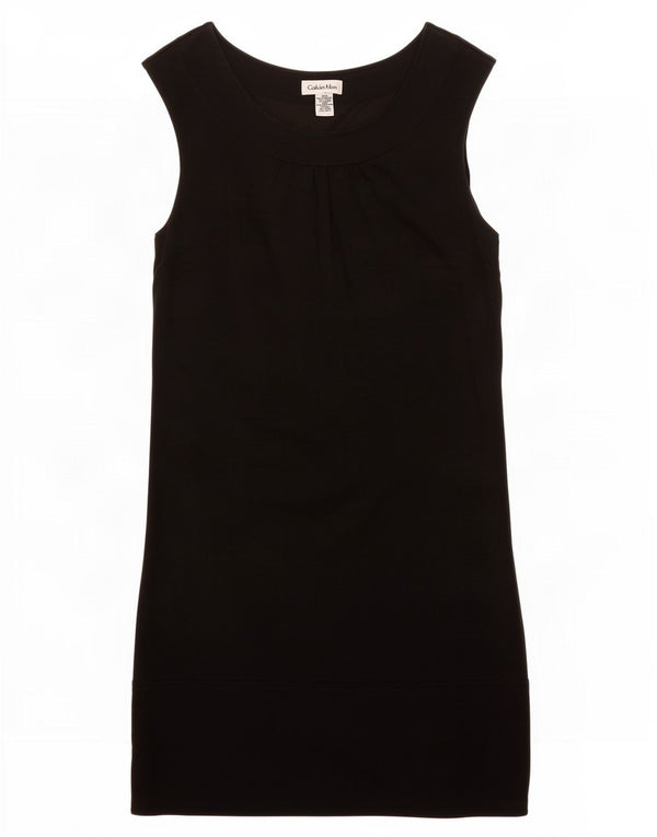 Calvin Klein Damen Ärmelloses Etuikleid US 6 Medium Schwarz Polyester