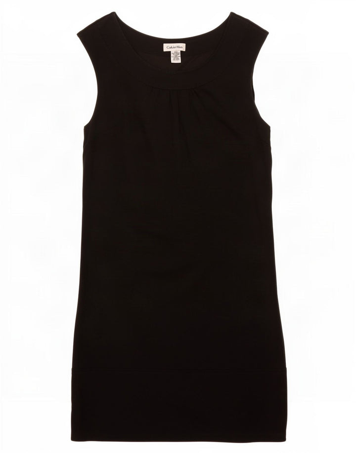 Calvin Klein Damen Ärmelloses Etuikleid US 6 Medium Schwarz Polyester