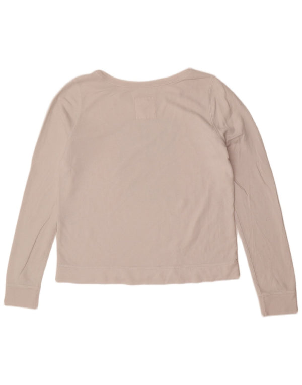 Hollister Damen Grafik-Sweatshirt-Pullover UK 16 Large Weiß
