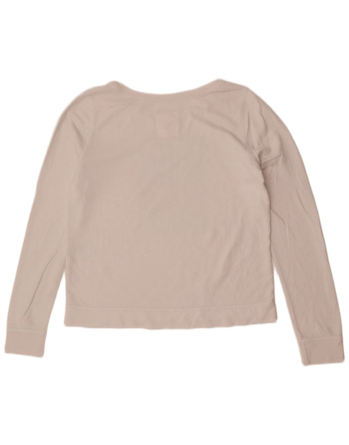 Hollister Damen Grafik-Sweatshirt-Pullover UK 16 Large Weiß