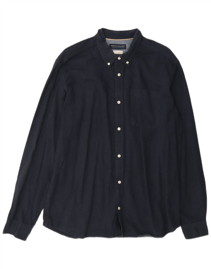 Jack & Jones Herrenhemd 2XL Marineblau aus Baumwolle