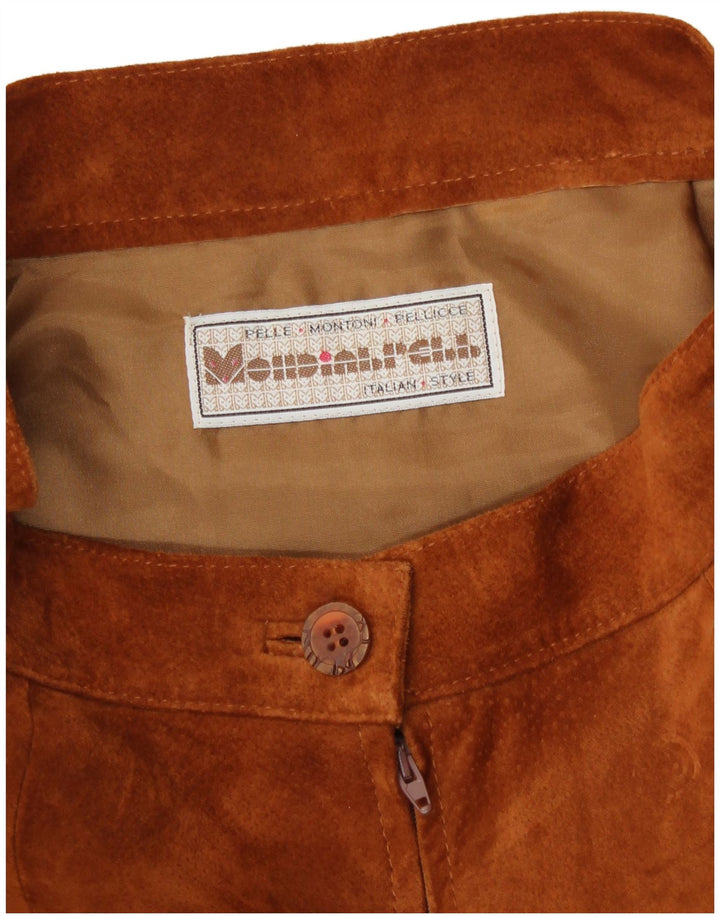 Vintage Damen Wildlederrock W28 Mittelbraunes Leder