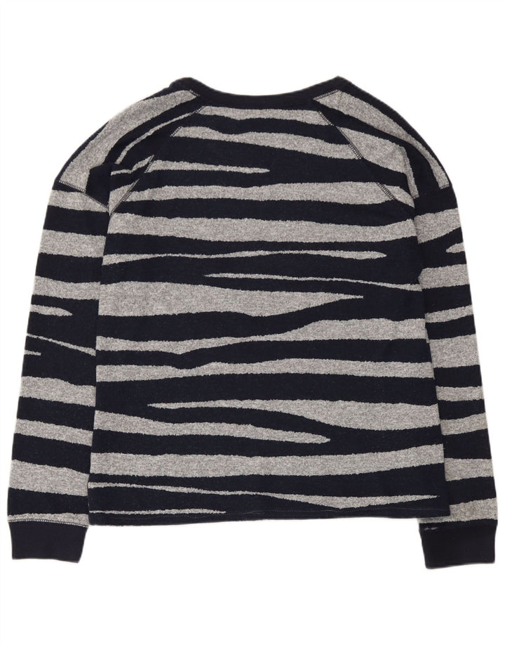 Marks & Spencer Damen Top Langarm UK 12 Mittel Marineblau gestreift