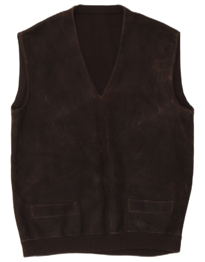 Vintage Herren Wildleder Weste Tank Top IT 48 Small Brown