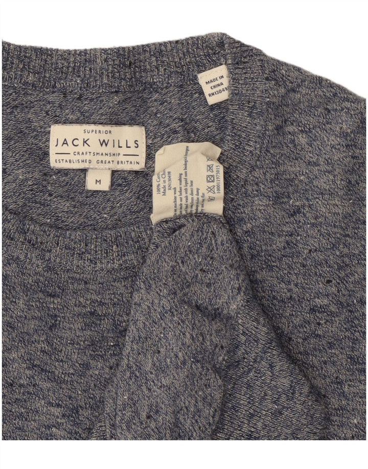 JACK WILLS Herren-Pullover mit Rundhalsausschnitt, mittelblau gesprenkelte Baumwolle