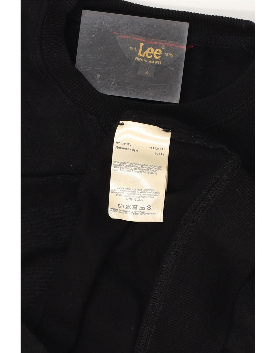 LEE Herren-Sweatshirt mit normaler Passform, Größe S, schwarze Baumwolle