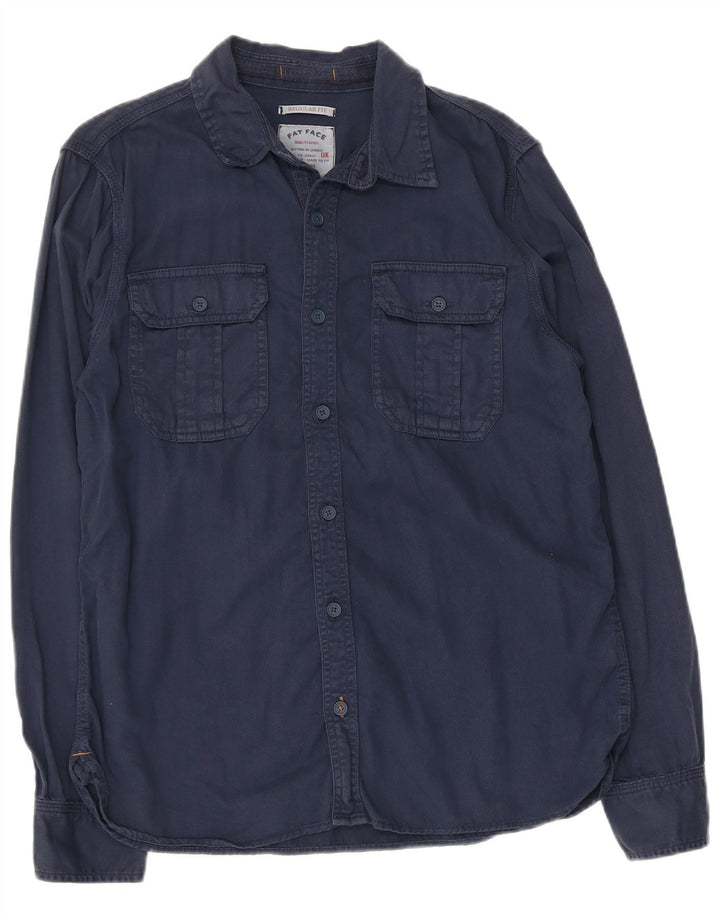 Fat Face Herren-Hemd mit normaler Passform, mittelmarineblaue Baumwolle