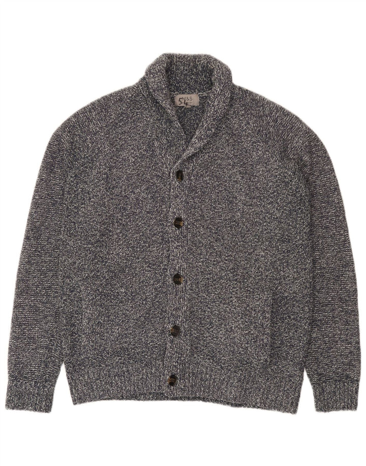 Marks & Spencer Herren-Strickjacke, Mittelgrau geflecktes Acryl