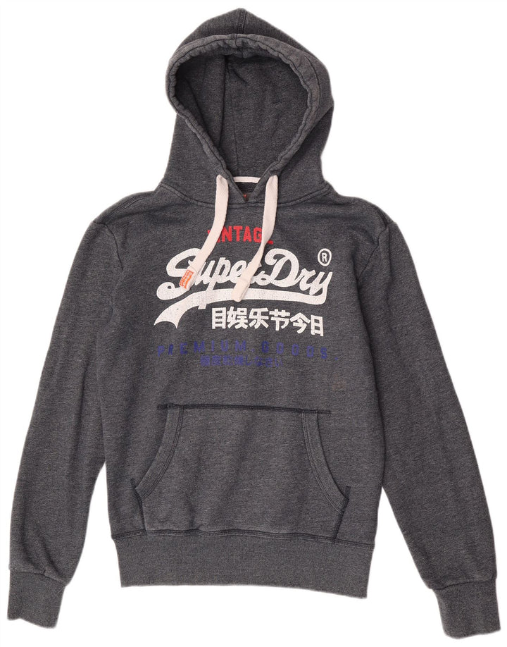 Superdry Herren-Kapuzenpullover mit Grafik, Größe S, graue Baumwolle