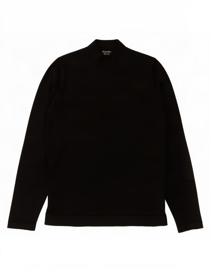 Massimo Dutti Herren-Pullover mit Rollkragen, mittelschwarze Wolle