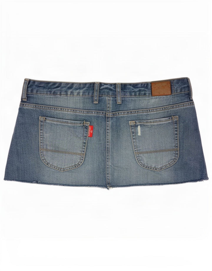 Superdry Distressed Denim Minirock für Damen, Größe M, W34, Blau, Baumwolle