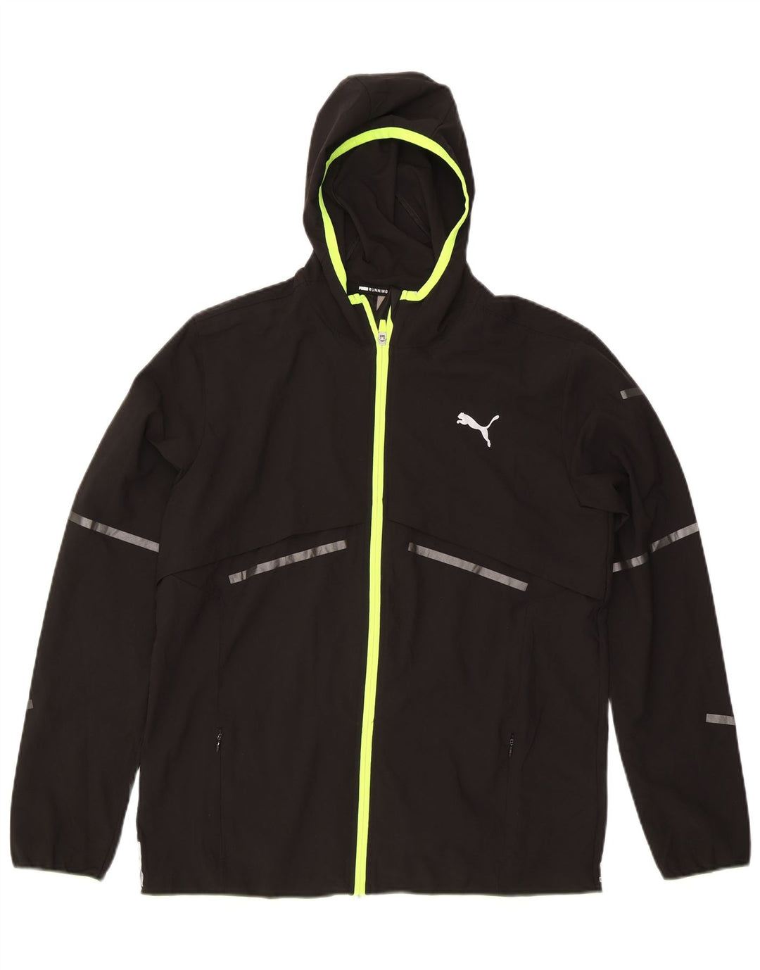 Puma Herren-Regenjacke mit Kapuze, UK 40, großes schwarzes Nylon