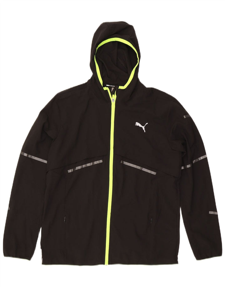 Puma Herren-Regenjacke mit Kapuze, UK 40, großes schwarzes Nylon