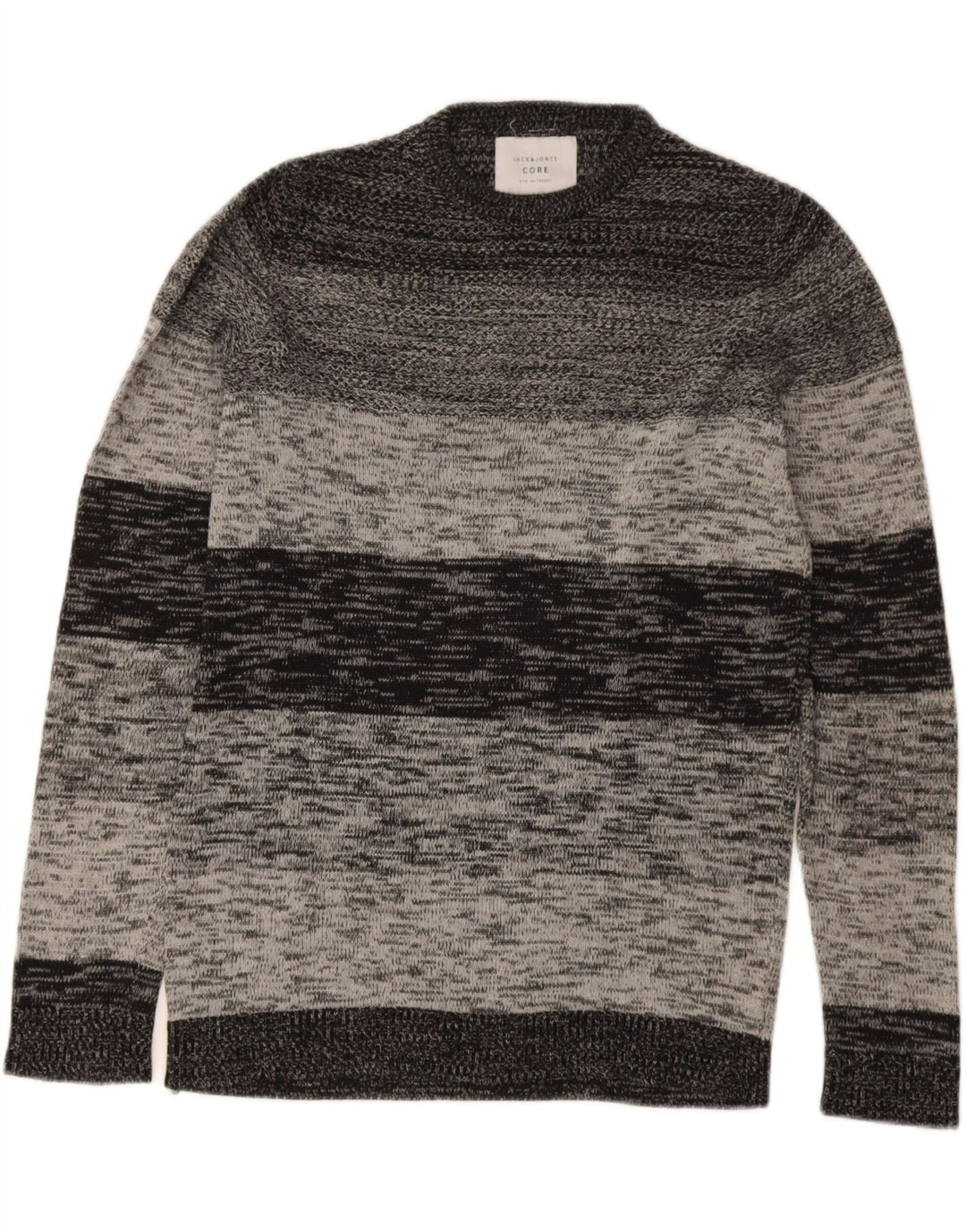 Jack & Jones Herren-Pullover mit Rundhalsausschnitt, klein, grau gestreift