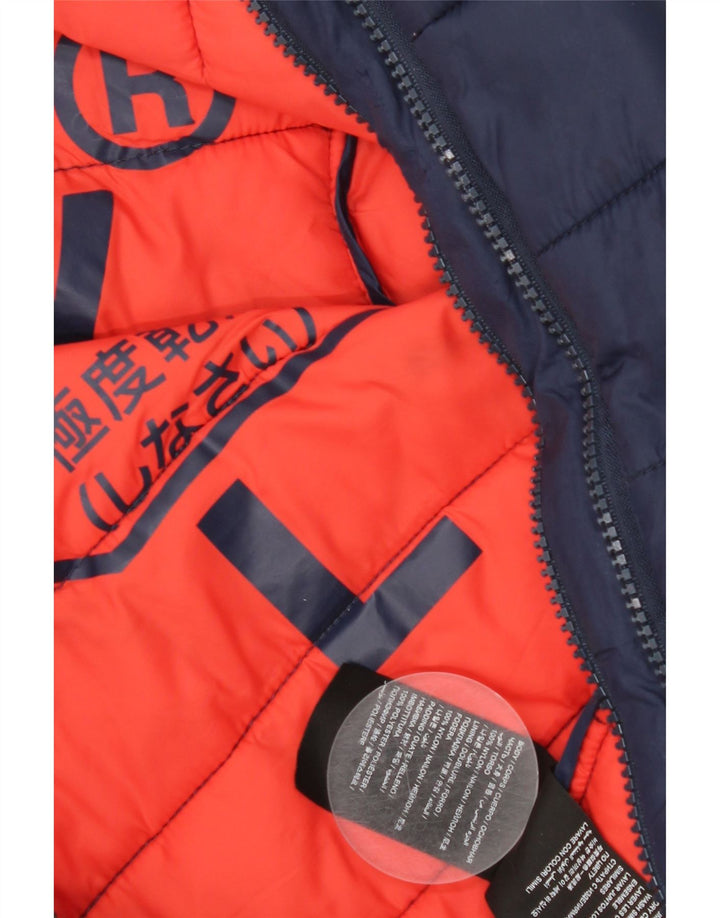 Superdry Herren Wattierte Jacke UK 40 Large Marineblaues Nylon
