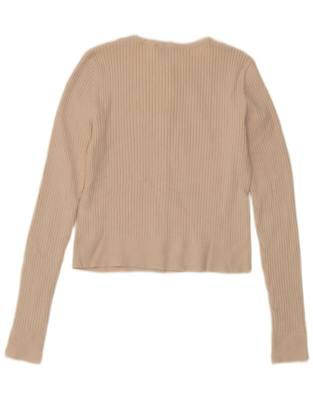 ZARA Damen Crop Cardigan Pullover UK 12 Mittelbeige Viskose