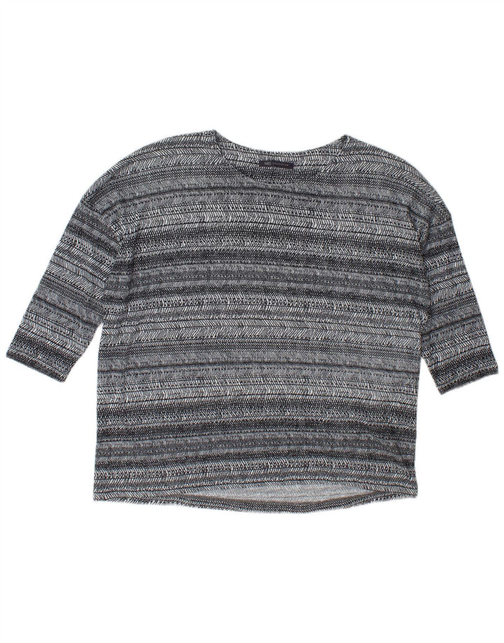 Marks & Spencer Damen-Oberteil in Übergröße, 3/4-Ärmel, UK 18, XL, grau gestreift