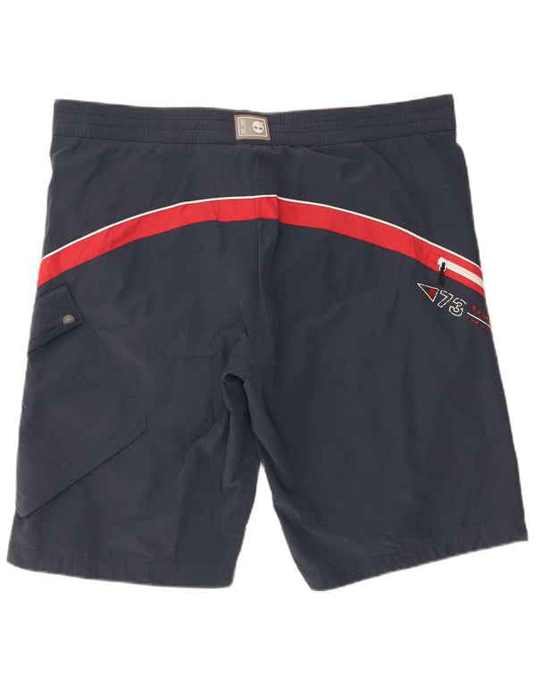 Timberland Herren Graphic Cargo Shorts XL W40 Marineblaue Colourblock-Baumwolle