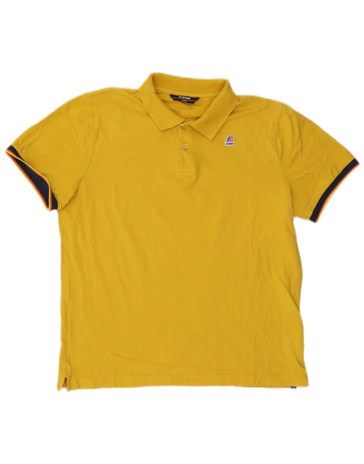 K-Way Herren-Poloshirt, groß, gelbe Colourblock-Baumwolle