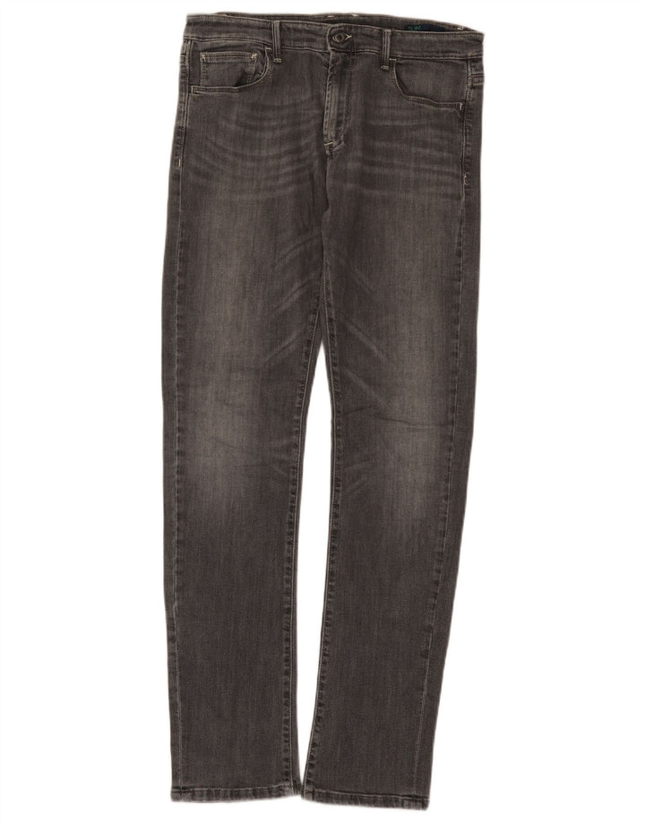 Benetton Damen Slim Jeans W31 L31 Graue Baumwolle