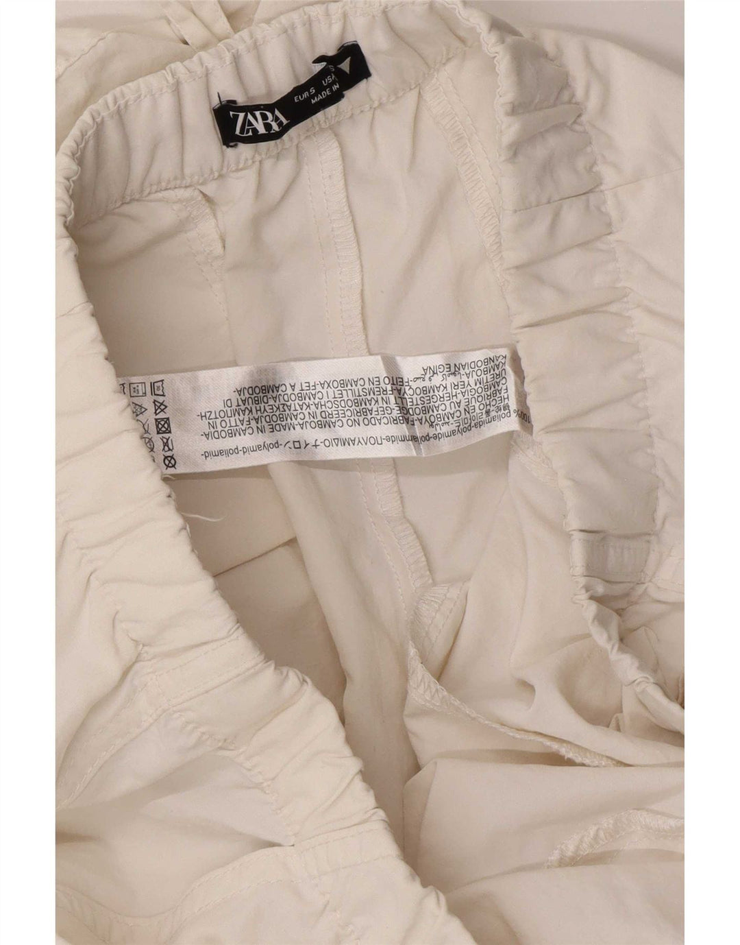 Zara Damen-Jogginghose, Cargohose, Größe S, W28, L30, Weiß, Polyamid